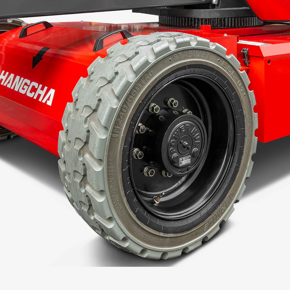 Tires: foam-filled tires with good off-road performance